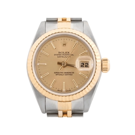 Rolex Lady-Datejust Stainless Steel and Yellow Gold Champagne Stick Dial 79173