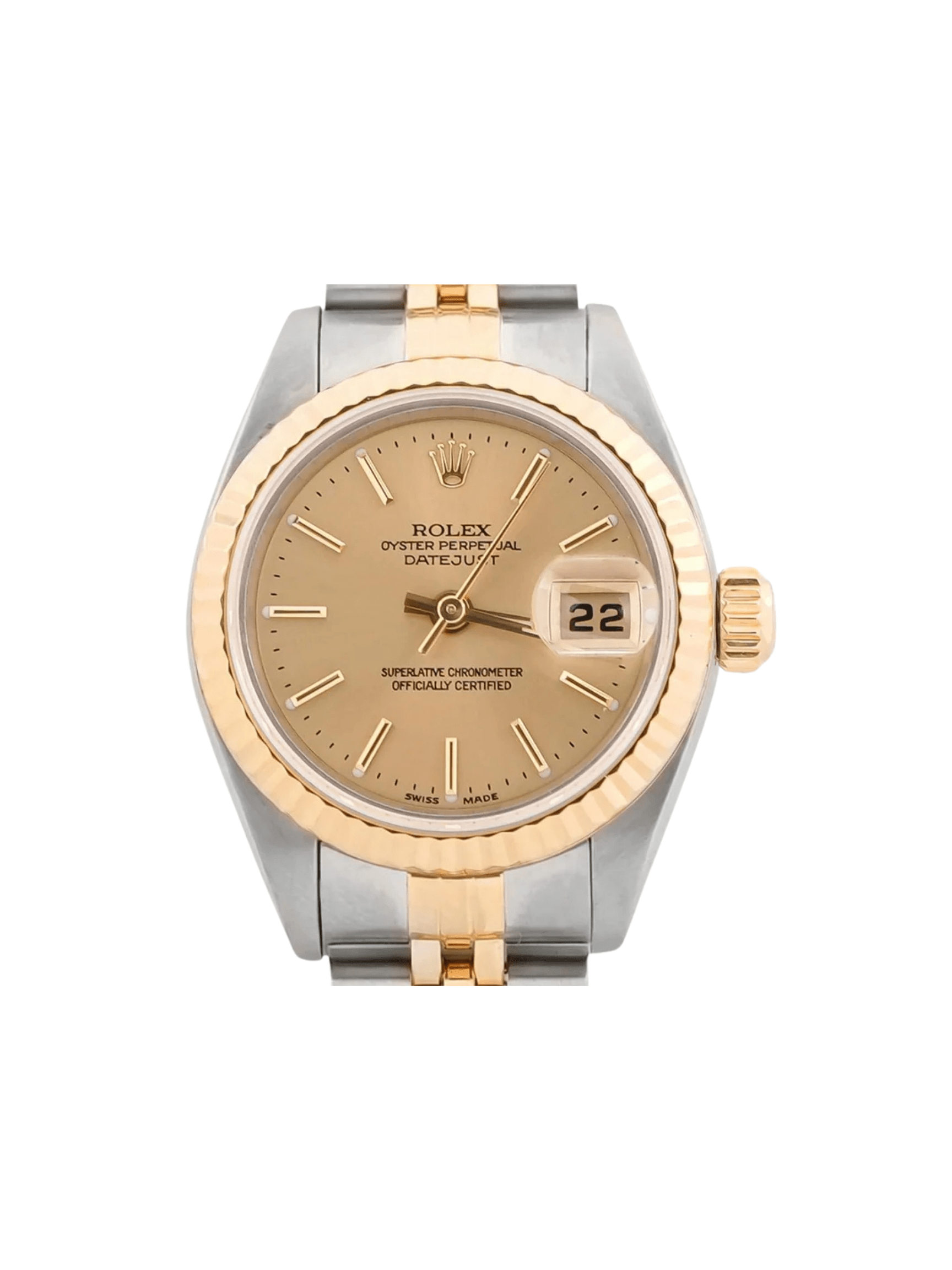 Rolex Lady-Datejust Stainless Steel and Yellow Gold Champagne Stick Dial 79173