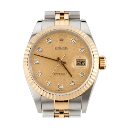 Rolex Datejust Stainless Steel and Yellow Gold Champagne Diamond Dial 16233