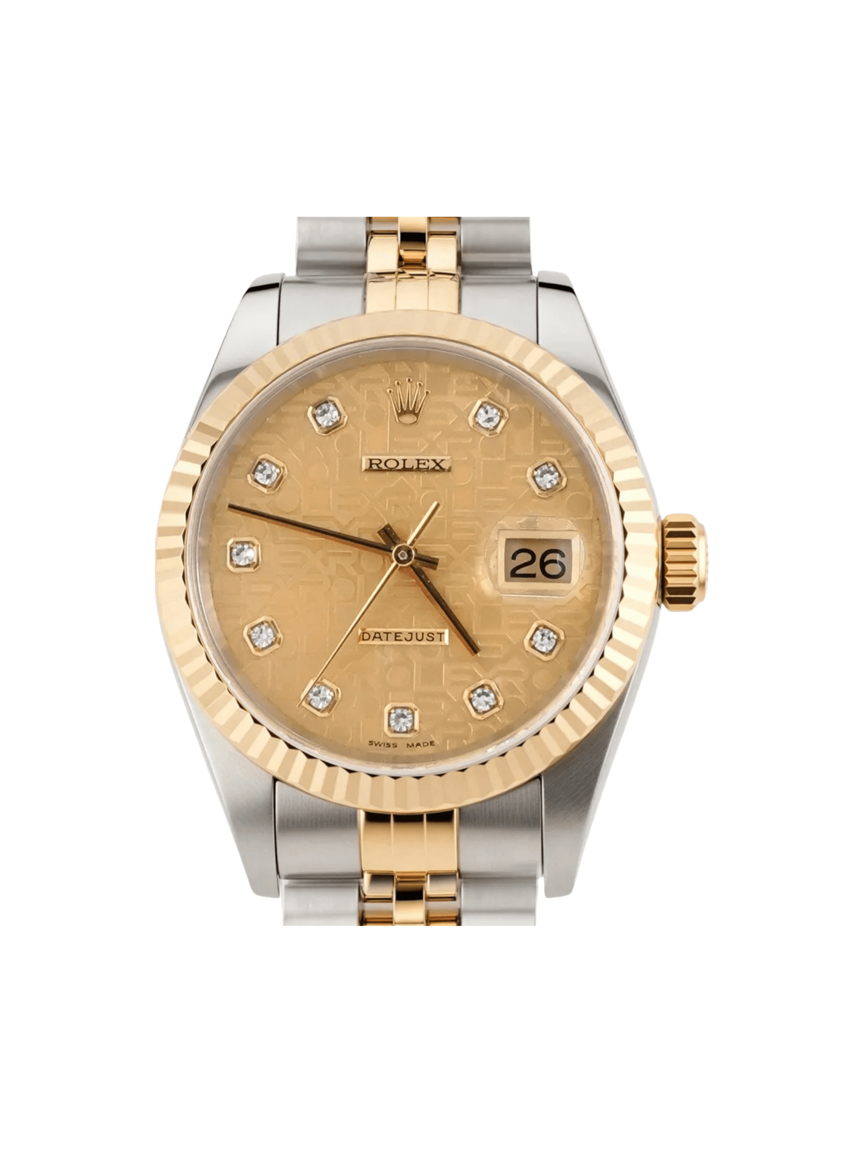 Rolex Datejust Stainless Steel and Yellow Gold Champagne Diamond Dial 16233