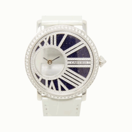 Cartier Rotonde De Cartier Mysterious Hours 35mm Diamond Bezel Blue Dial HPI01197