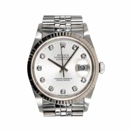 Rolex Datejust 36 Stainless Steel/White Gold Silver Diamond Dial 16234G