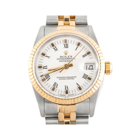 Rolex Datejust Stainless Steel and Yellow Gold White Roman Dial 68273