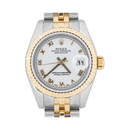 Rolex Lady-Datejust Stainless Steel and Yellow Gold White Roman Dial 179173