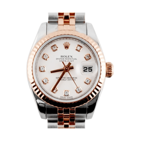 Rolex Lady-Datejust Stainless Steel and Rose Gold White Diamond Dial 179171