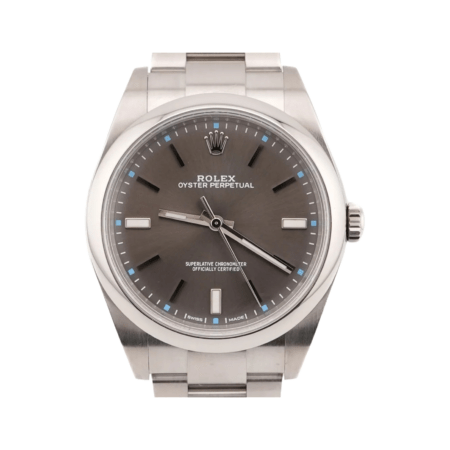 Rolex Oyster Perpetual 39 Stainless Steel Dark Rhodium Stick Dial 114300
