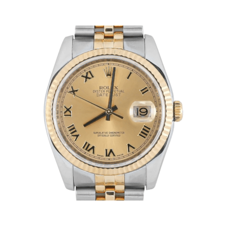Rolex Datejust Stainless Steel and Yellow Gold Champagne Roman Dial 116233