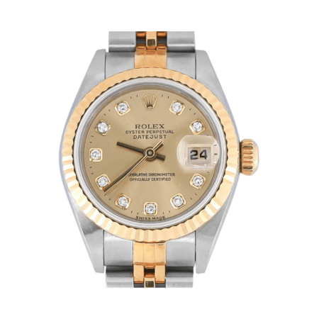 Rolex Lady-Datejust Stainless Steel and Yellow Gold Champagne Diamond Dial 69173