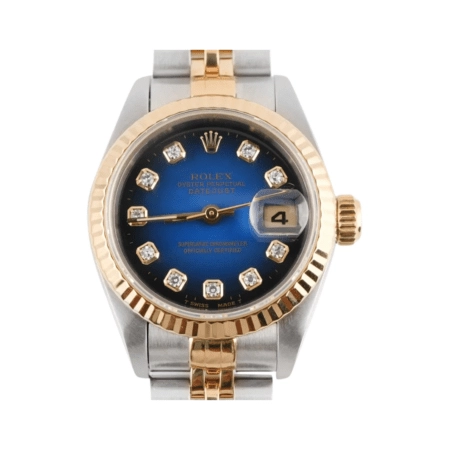 Rolex Lady-Datejust Stainless Steel and Yellow Gold Blue Ombre Diamond Dial 69173