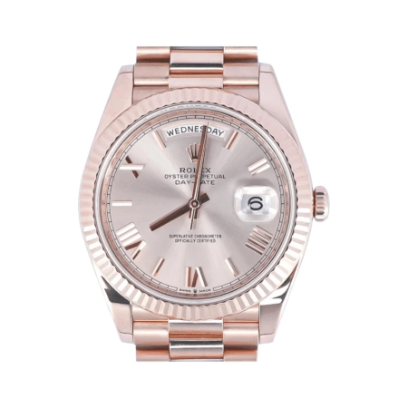 Rolex Day-Date 40 Rose Gold Sundust Bevelled Roman Dial 228235