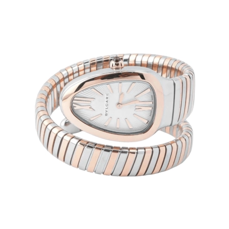 Bvlgari Serpenti Tubogas Stainless Steel and Rose Gold White Roman Dial 103708