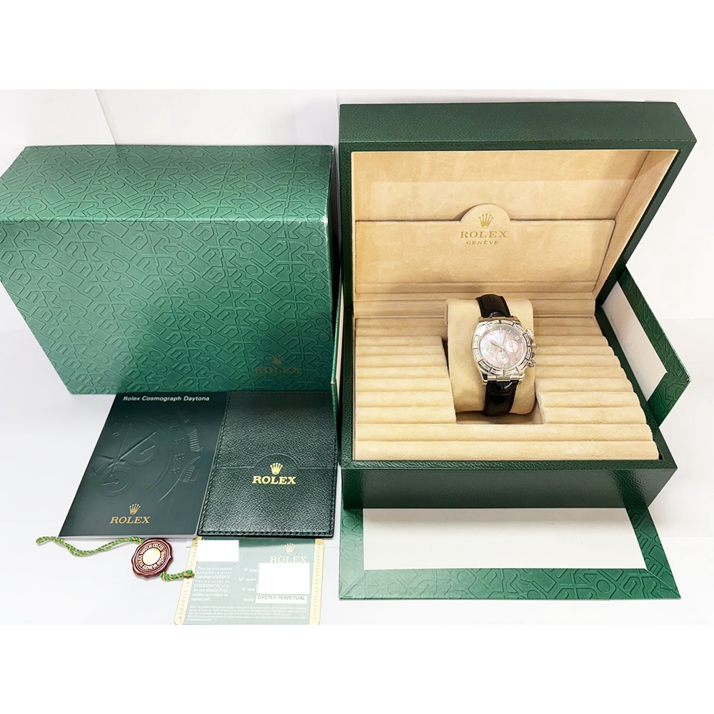 Rolex Daytona White Gold Diamond Bezel Black Roman MOP Dial 116589BR