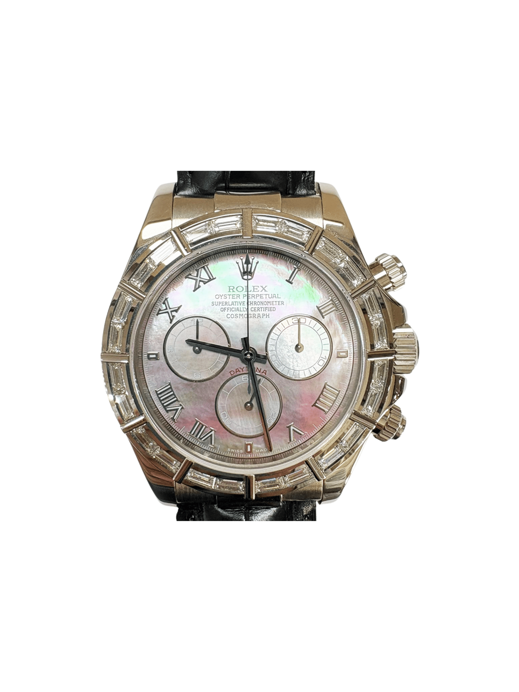 Rolex Daytona White Gold Diamond Bezel Black Roman MOP Dial 116589BR