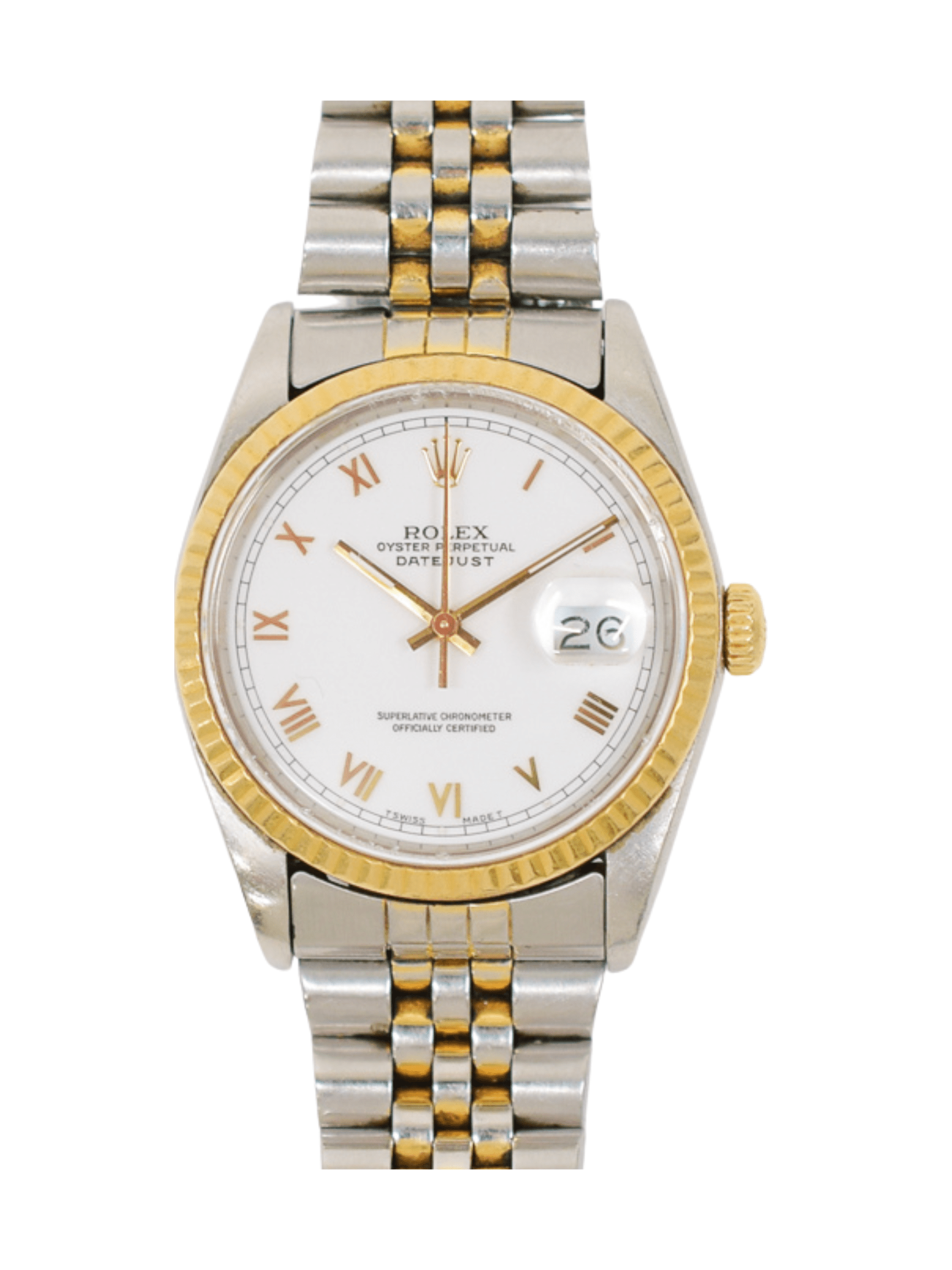 Rolex Datejust 36 Two-Tone White Roman Dial 16233 Bracelet