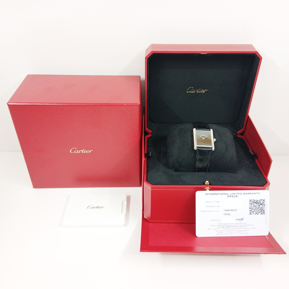 Cartier Tank Must Stainless Steel Black Dial WSTA0072