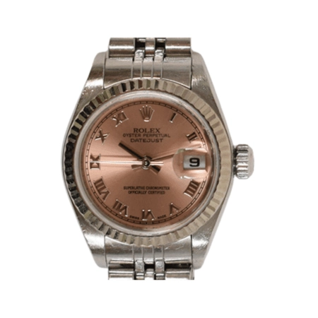 Rolex Lady-Datejust Stainless Steel and White Gold Pink Roman Dial 79174