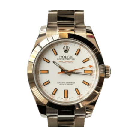 Rolex Milgauss Green Crystal Stainless Steel White Dial 116400
