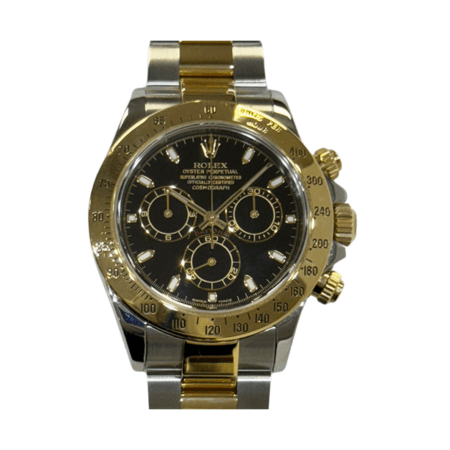 Rolex Daytona Stainless Steel Yellow Gold Black Dial 116523