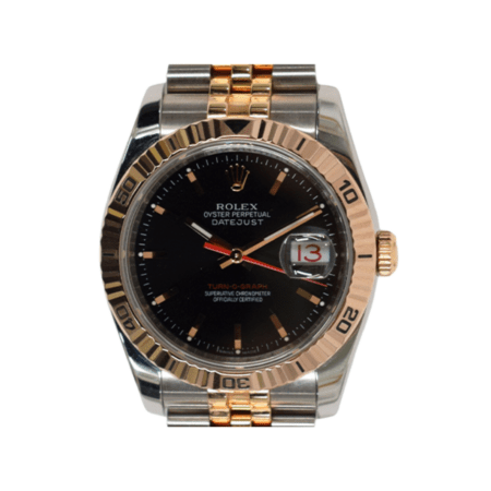 Rolex Datejust Turn-O-Graph Rose Gold/Stainless Steel Black Dial 116261