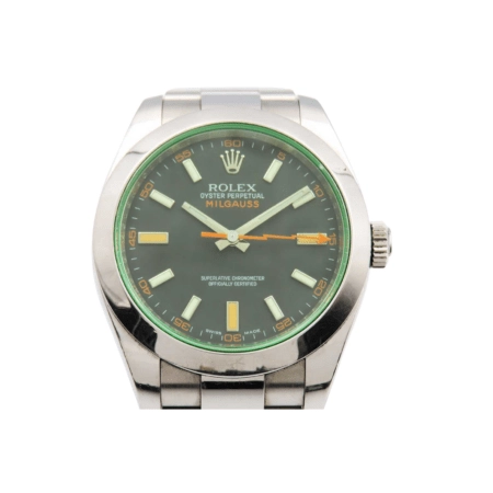 Rolex Milgauss Green Crystal Stainless Steel Black Dial 116400GV