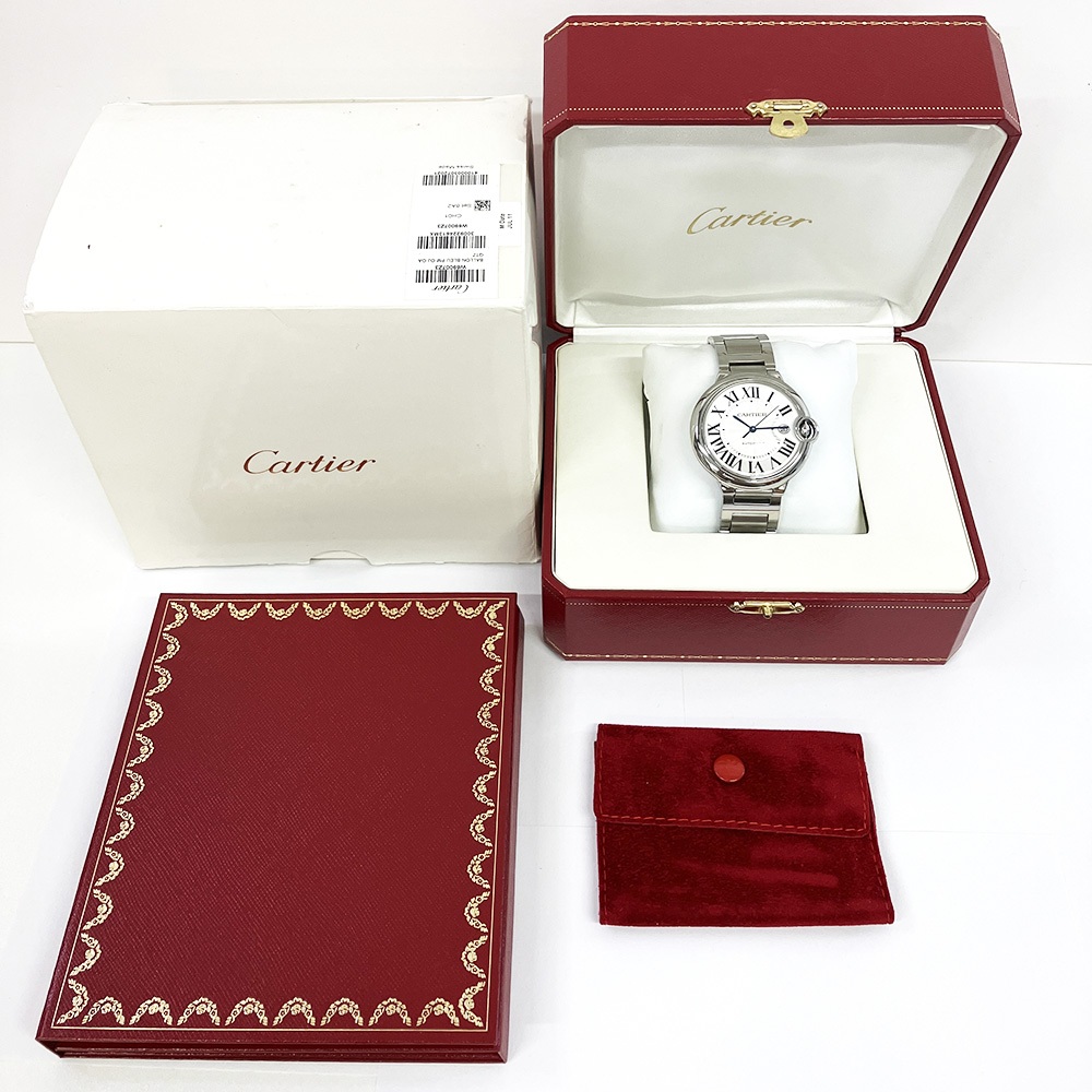 Cartier Ballon Bleu 42mm Steel Silver Roman Dial W69012Z4 Bracelet