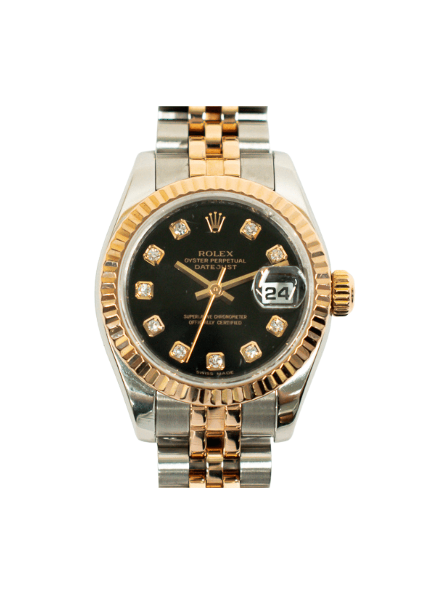 Rolex Lady-Datejust Stainless Steel and Rose Gold Black Diamond Dial 179171G