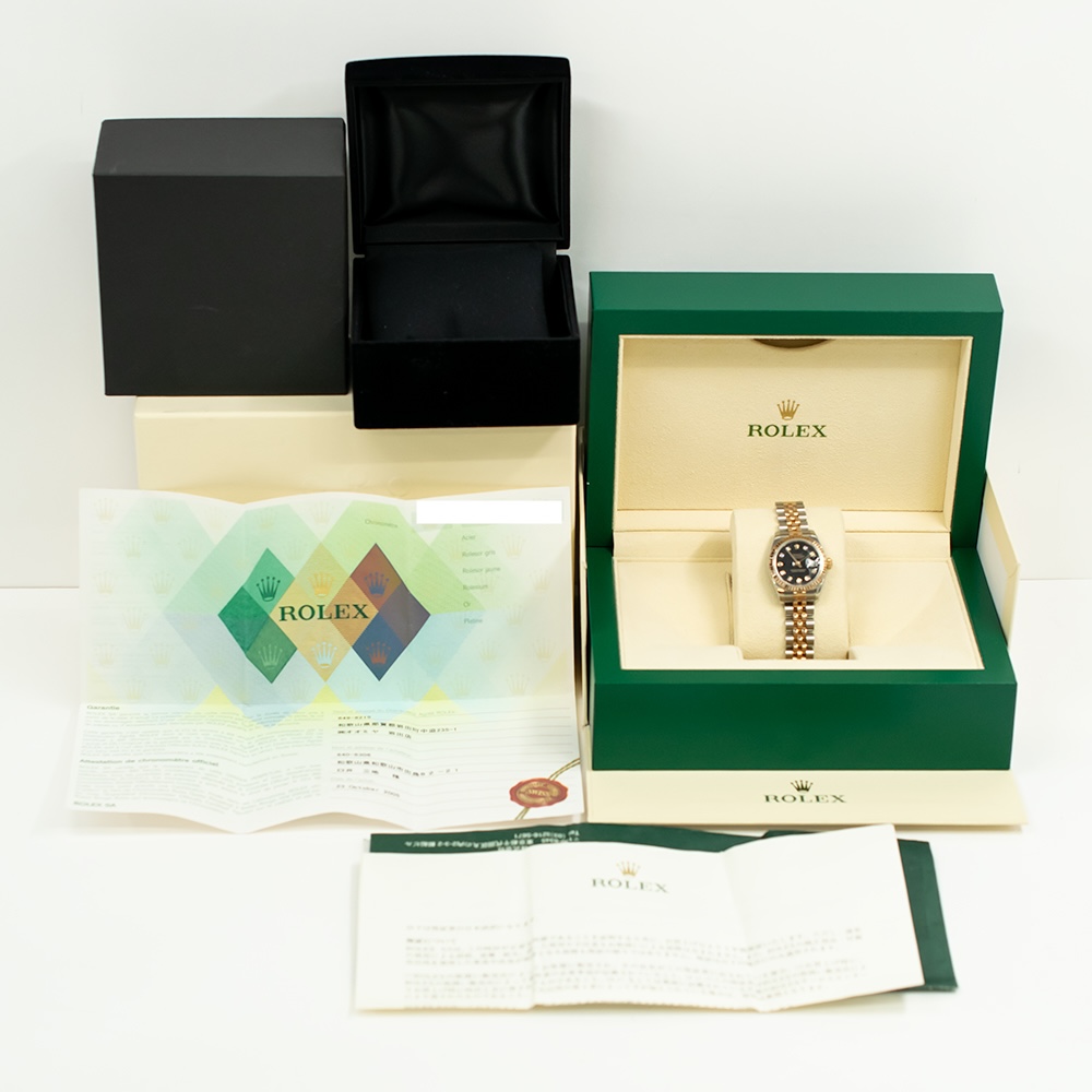 Rolex Lady-Datejust Stainless Steel and Rose Gold Black Diamond Dial 179171G