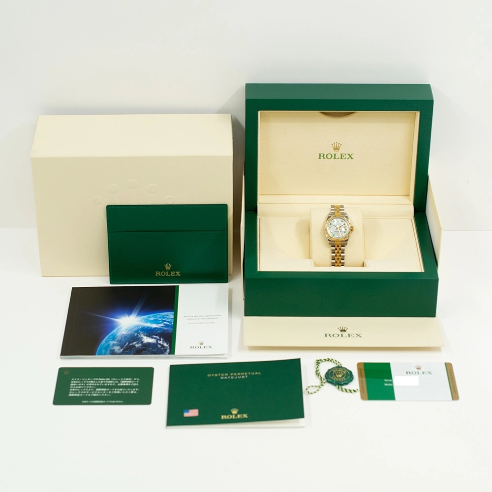 Rolex Lady-Datejust 26mm Stainless Steel/Yellow Gold White MOP Emerald Dial 179173NGE