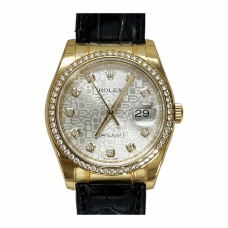 Rolex Datejust 36 Yellow Gold Silver Jubilee Diamond Dial 116188