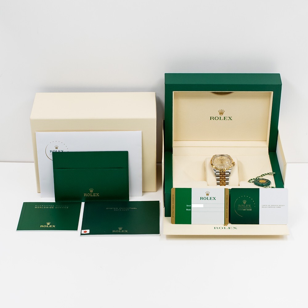 Rolex Datejust 36 Steel and Yellow Gold Champagne "Palm Motif" Dial 126233
