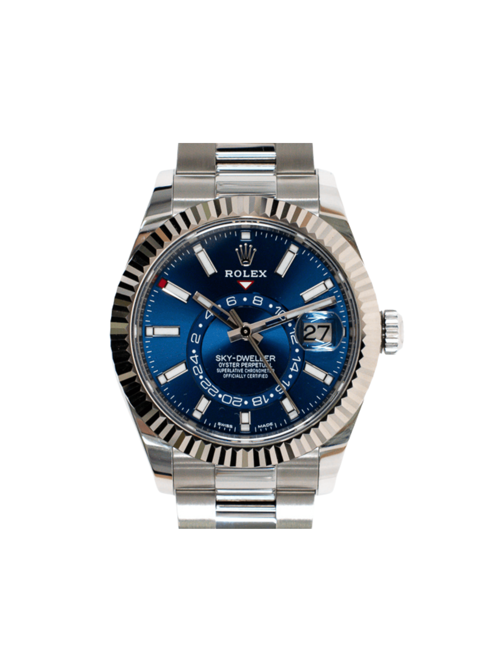 Rolex Sky-Dweller Stainless Steel White Gold Blue Stick Dial 326934