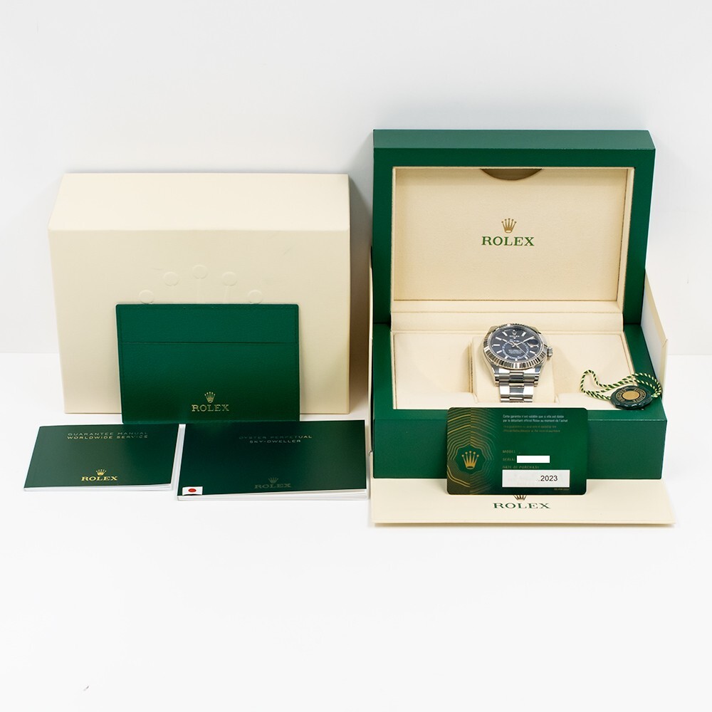 Rolex Sky-Dweller Stainless Steel White Gold Blue Stick Dial 326934