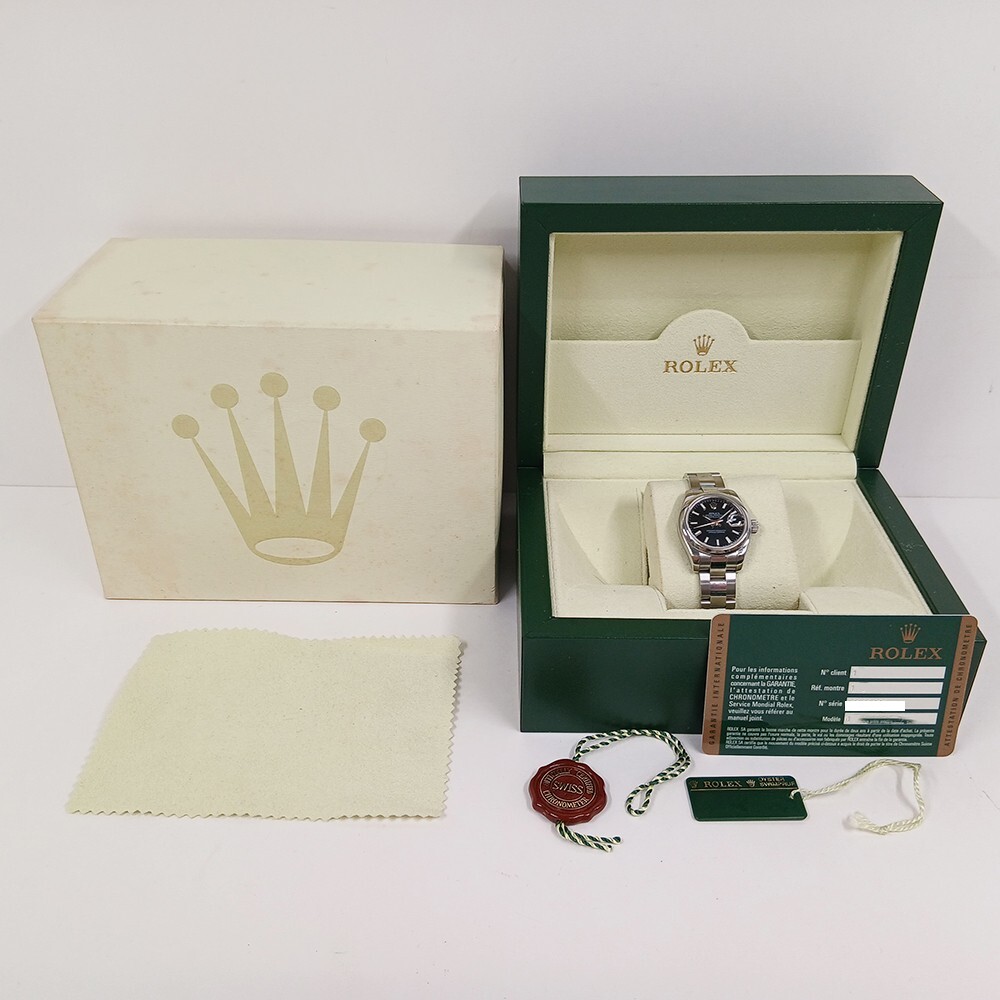 Rolex Lady-Datejust Stainless Steel Black Stick Dial 179160