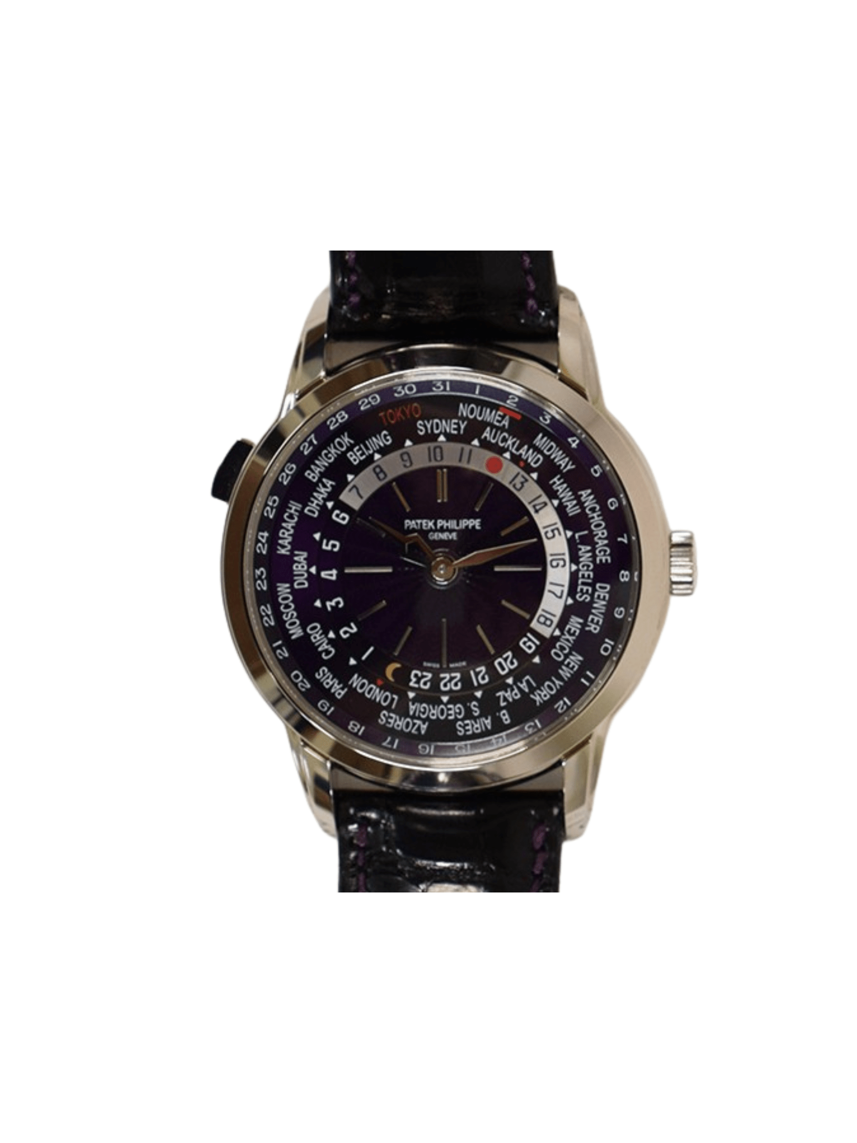 Patek Philippe Nautilus World Time Date 40mm Tokyo Edition White Gold Purple Dial 5330G-010