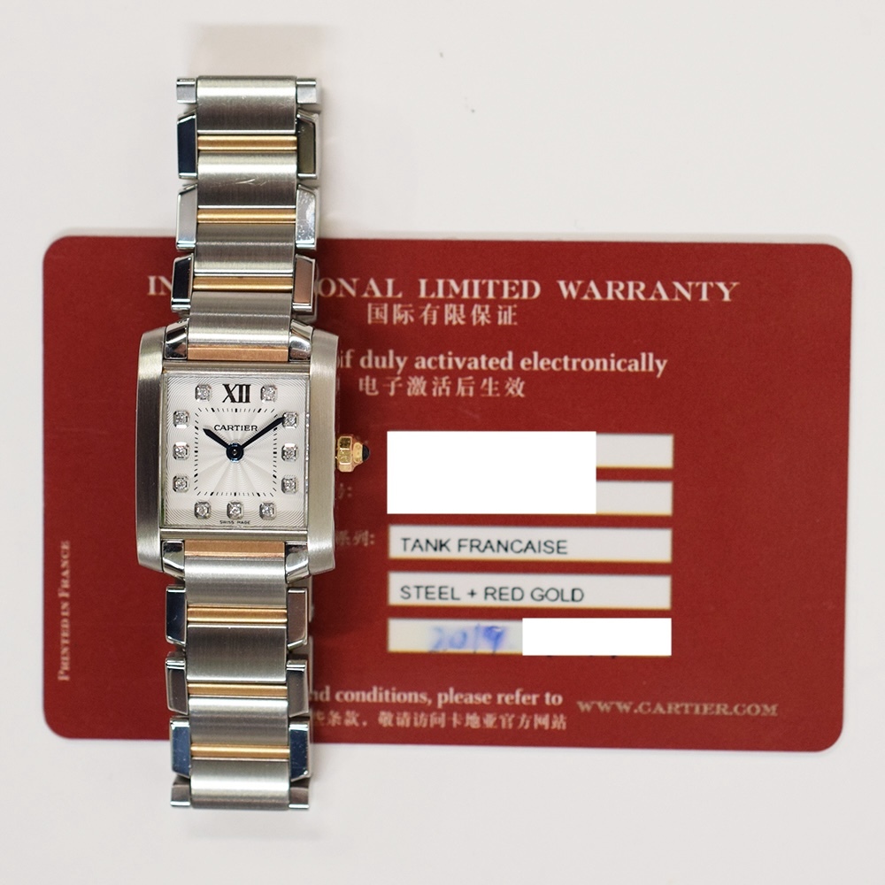 Cartier Tank Francaise Stainless Steel/Rose Gold Silver Diamond Dial WE110004