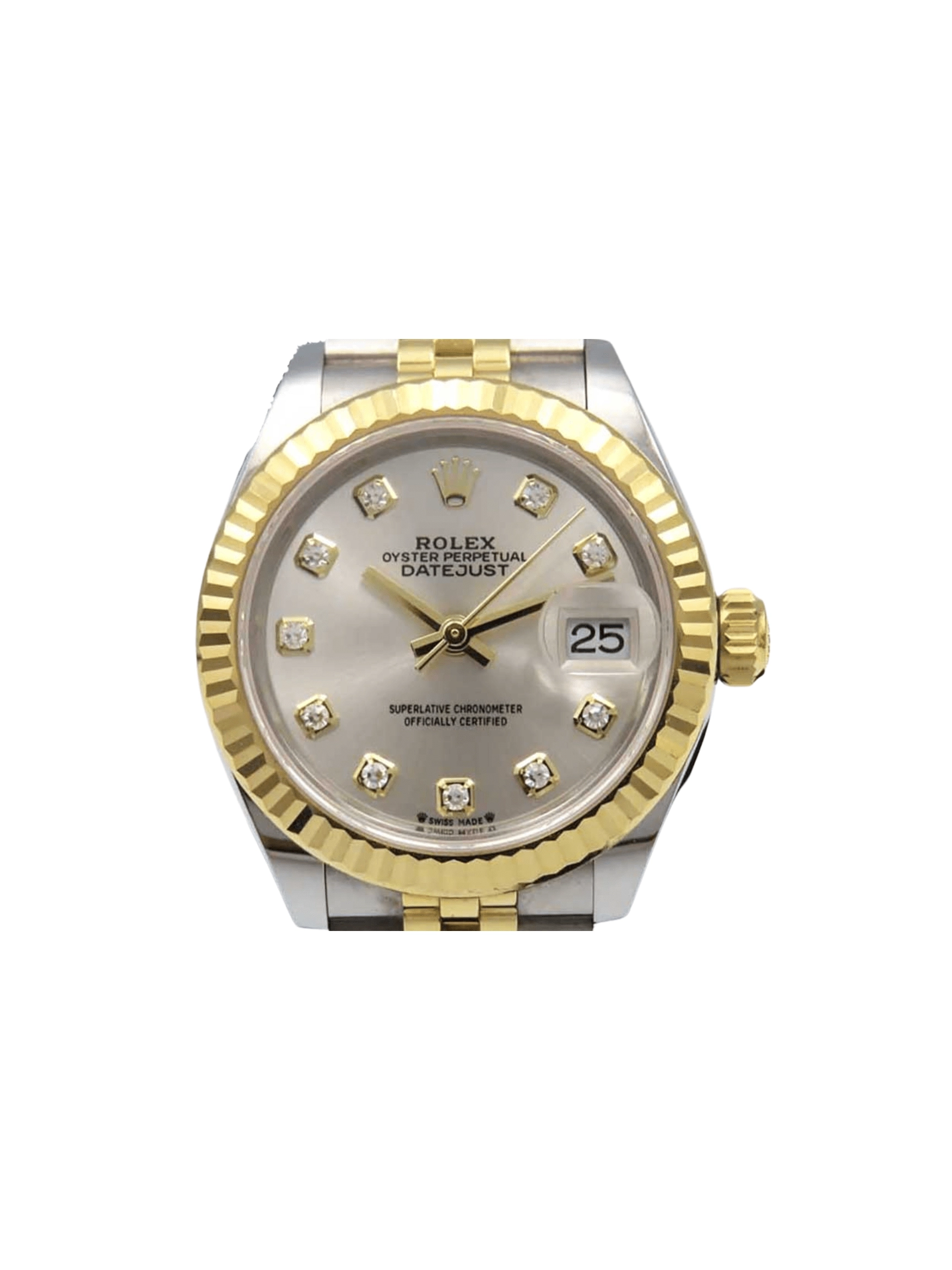 Rolex Lady-Datejust Stainless Steel and Yellow Gold Silver Diamond Dial 279173