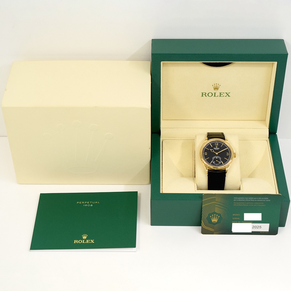 Rolex 1908 Yellow Gold Black Arabic Dial 52508
