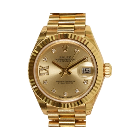 Rolex Lady-Datejust Yellow Gold Champagne IX Diamond Dial 279178
