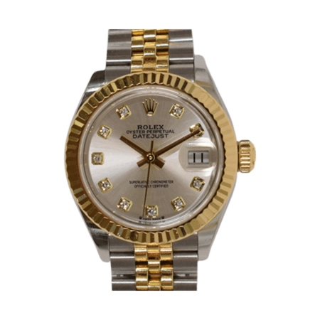 Rolex Lady-Datejust Stainless Steel and Yellow Gold Silver Diamond Dial 279173