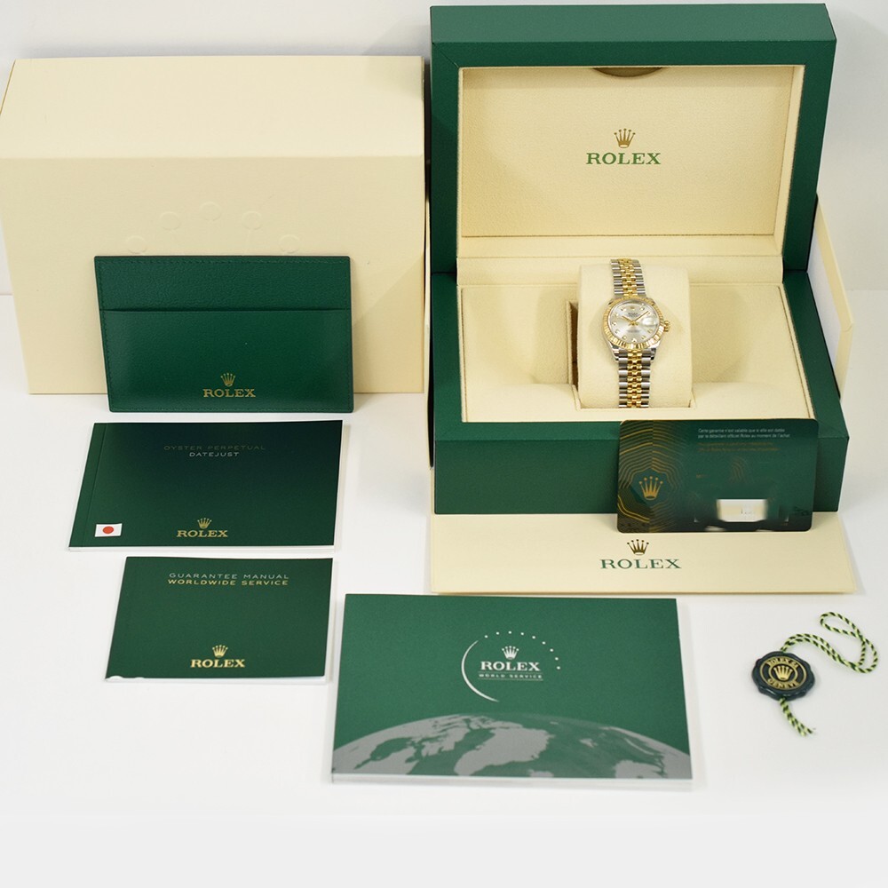 Rolex Lady-Datejust Stainless Steel and Yellow Gold Silver Diamond Dial 279173