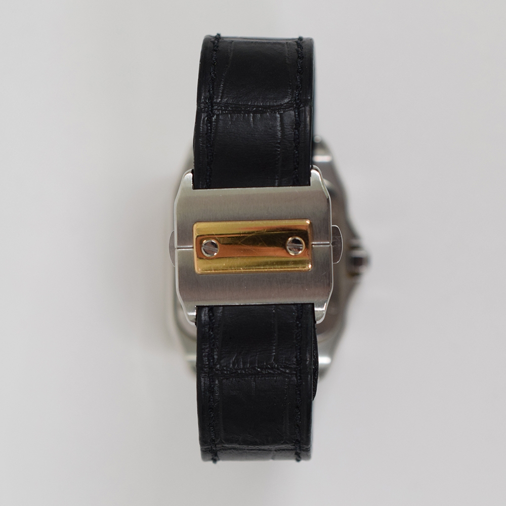Cartier Santos 100 Stainless Steel and Rose Gold Silver Roman Dial W20107X7