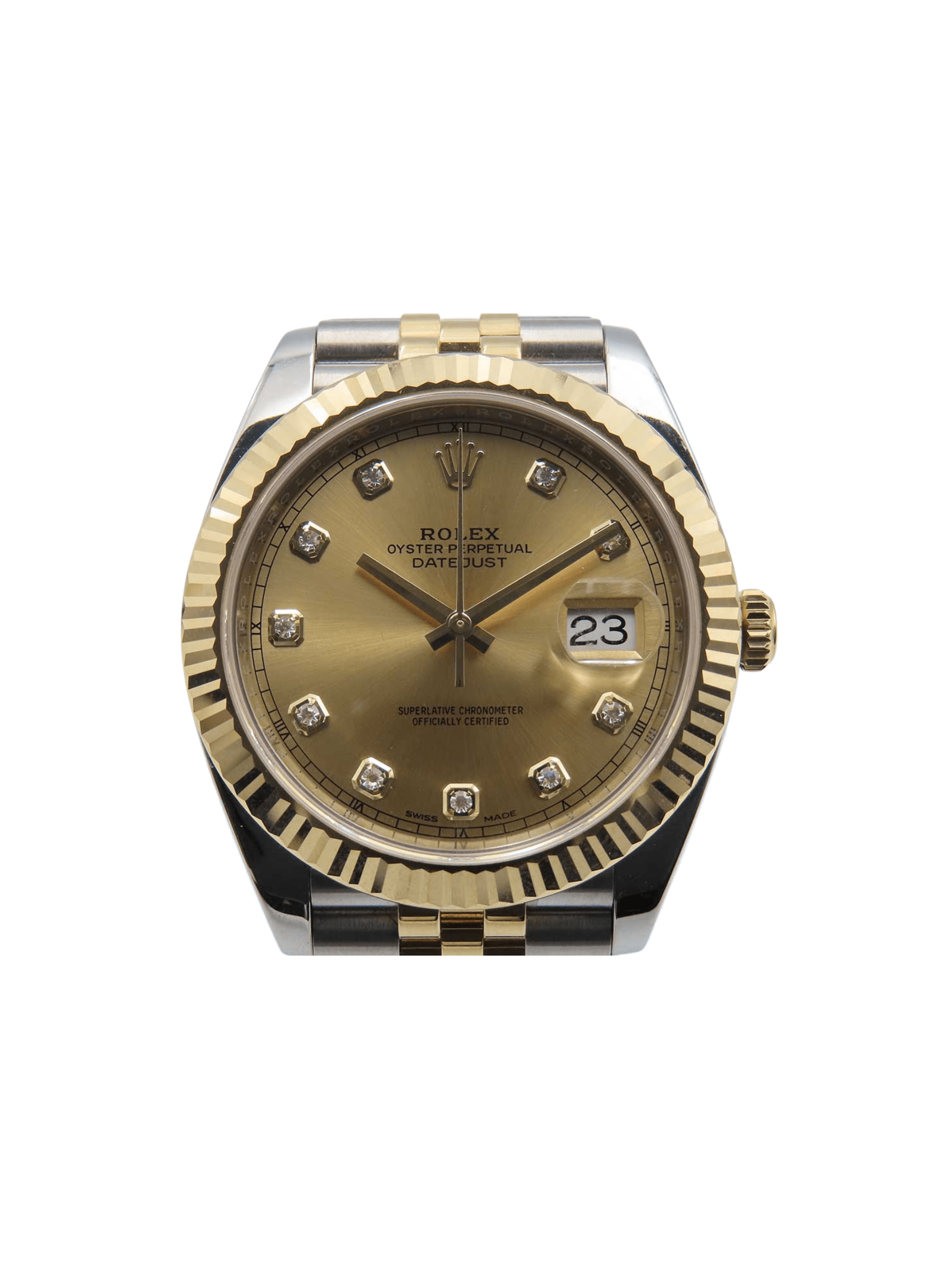 Rolex Datejust 41 Stainless Steel Yellow Gold Champagne Diamond Dial 126333G