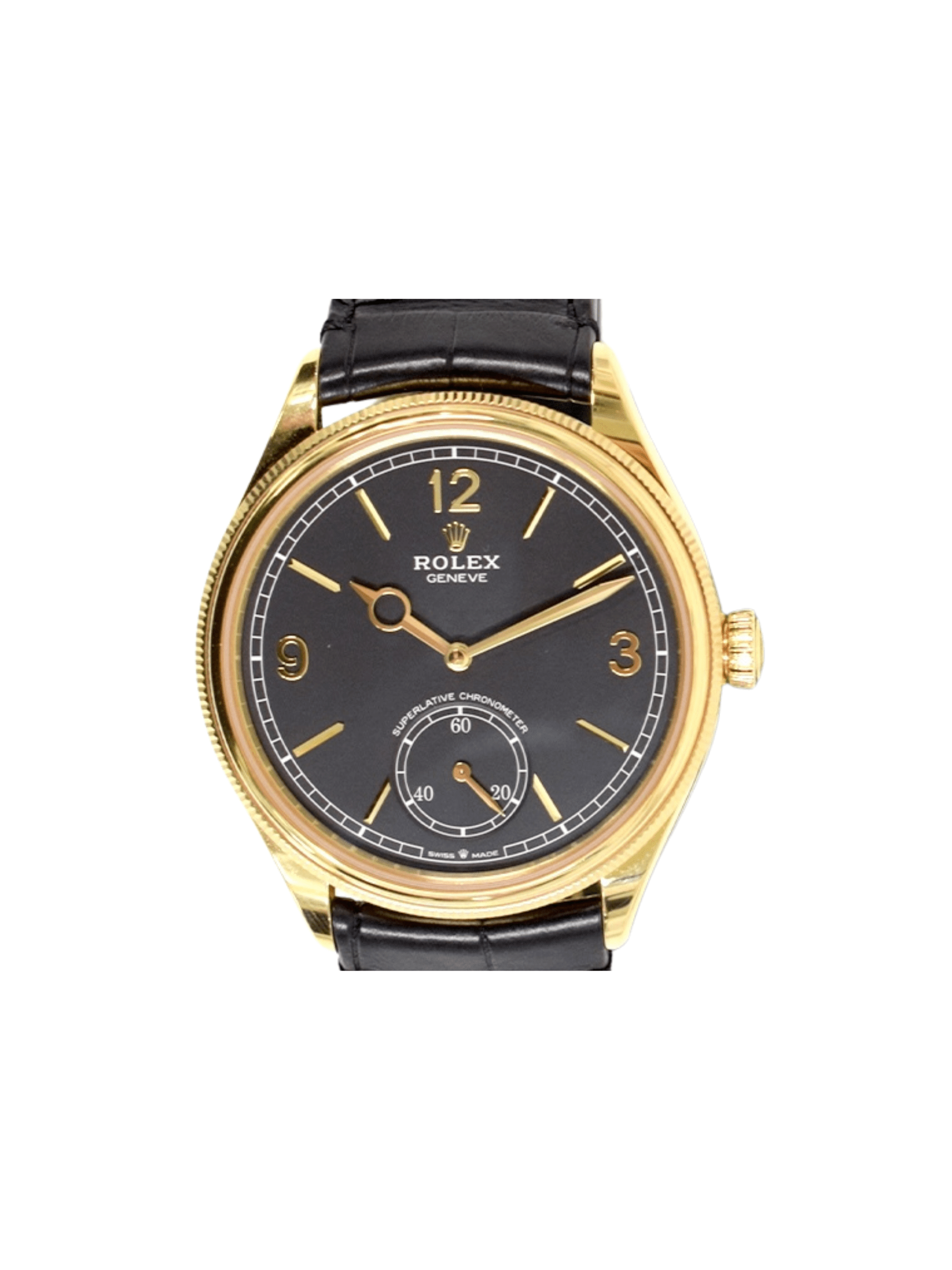 Rolex 1908 Yellow Gold Black Arabic Dial 52508