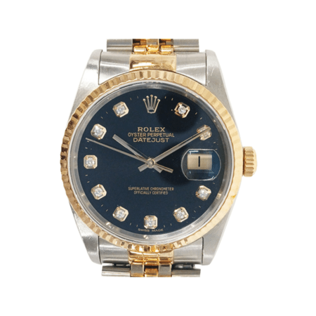 Rolex Datejust 36 Stainless Steel and Yellow Gold Black Diamond Dial 16233