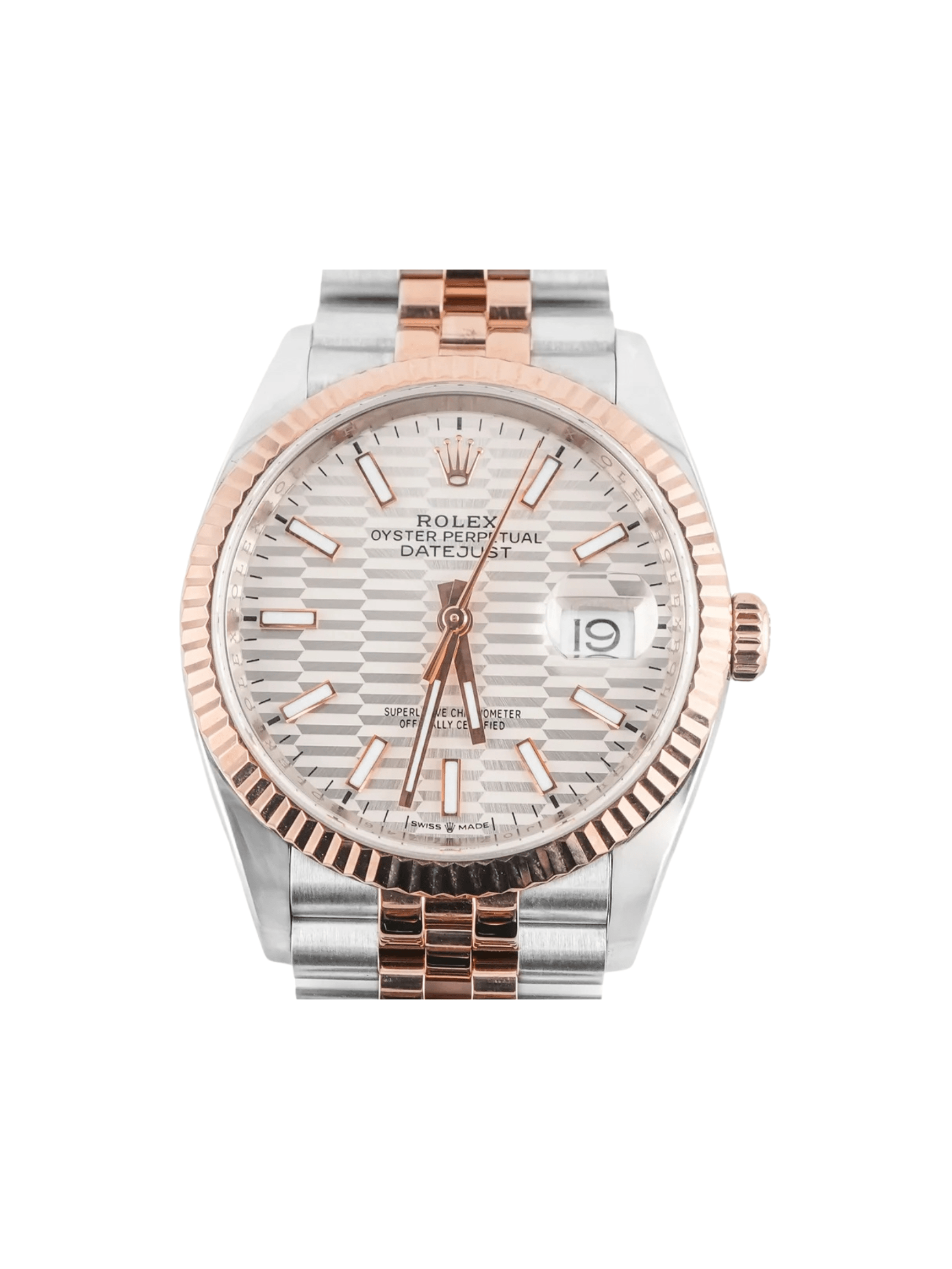 Rolex Datejust 36 Stainless Steel and Rose Gold Silver Fluted Motif 126231