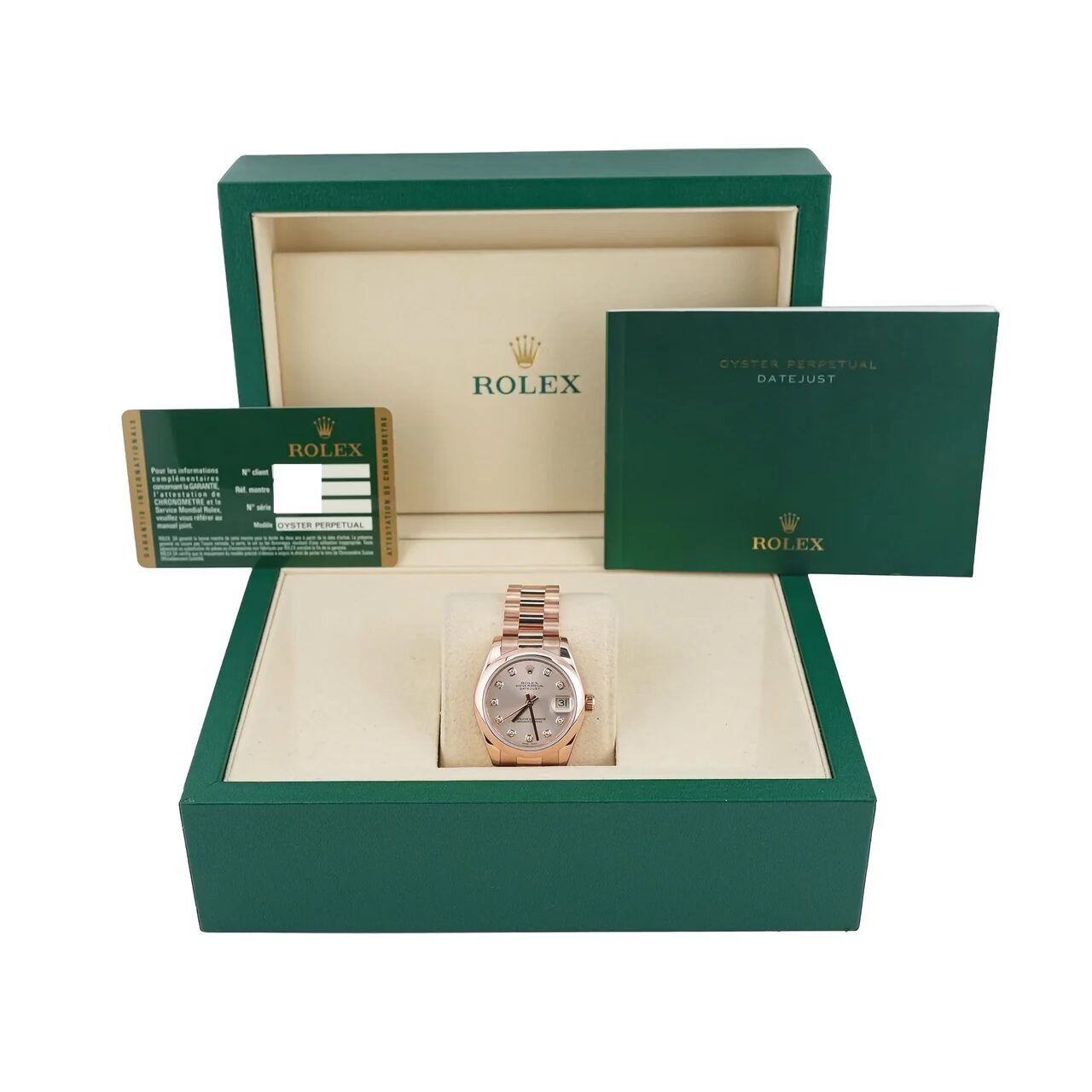 Rolex Datejust Stainless Steel and Rose Gold Silver Diamond Dial 178245