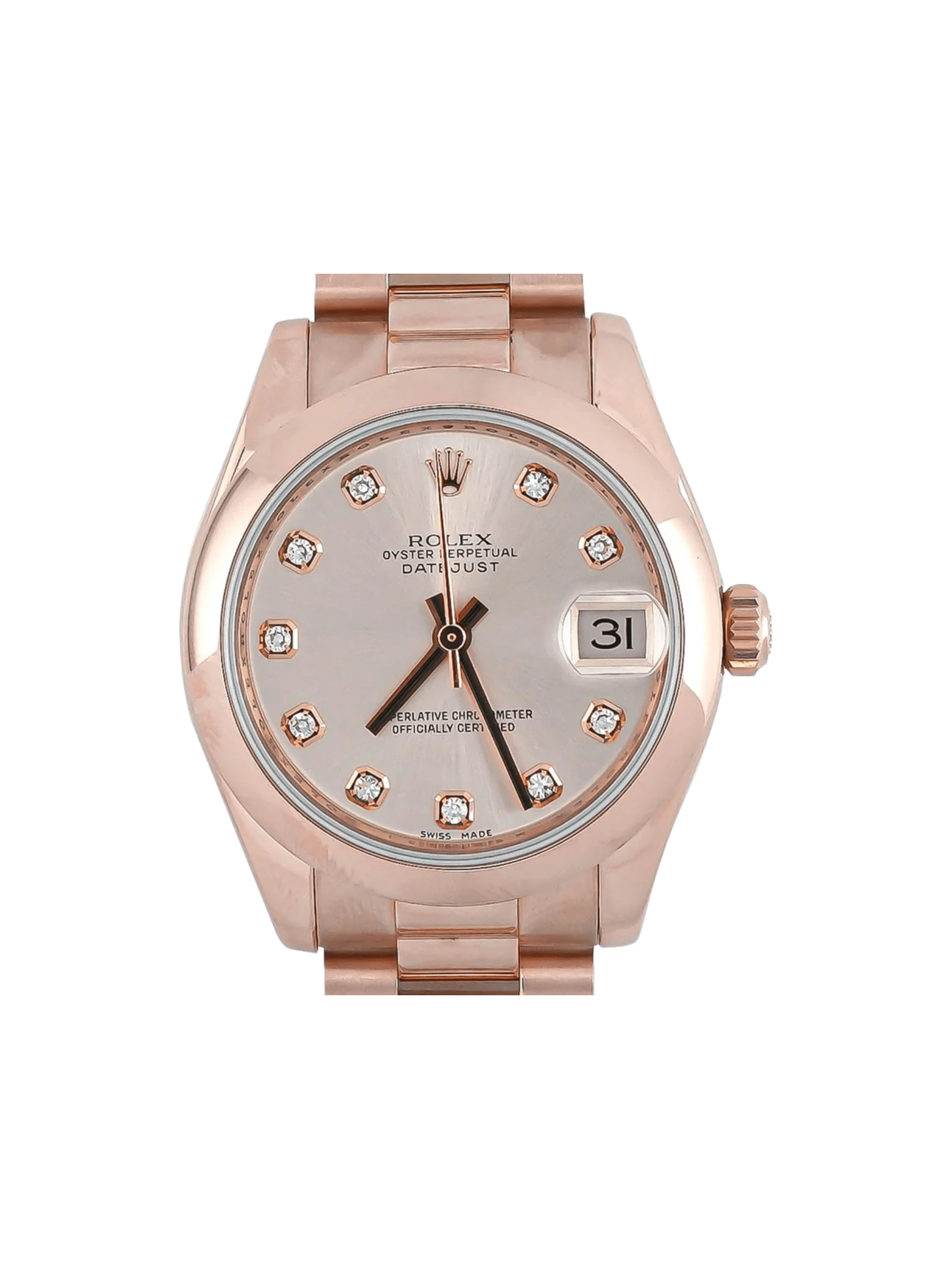 Rolex Datejust Stainless Steel and Rose Gold Silver Diamond Dial 178245