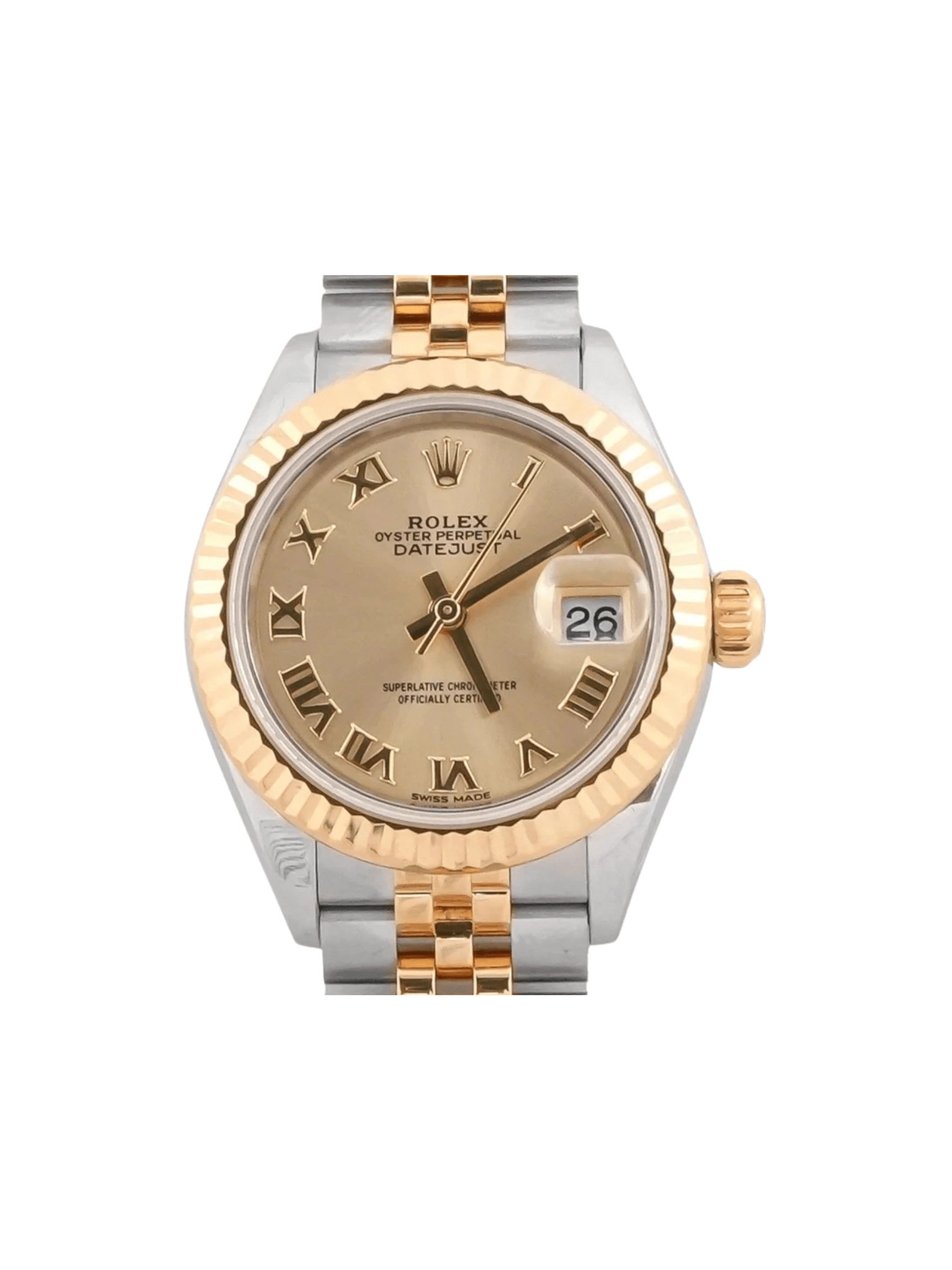 Rolex Lady-Datejust Stainless Steel and Yellow Gold Champagne Roman Dial 279173