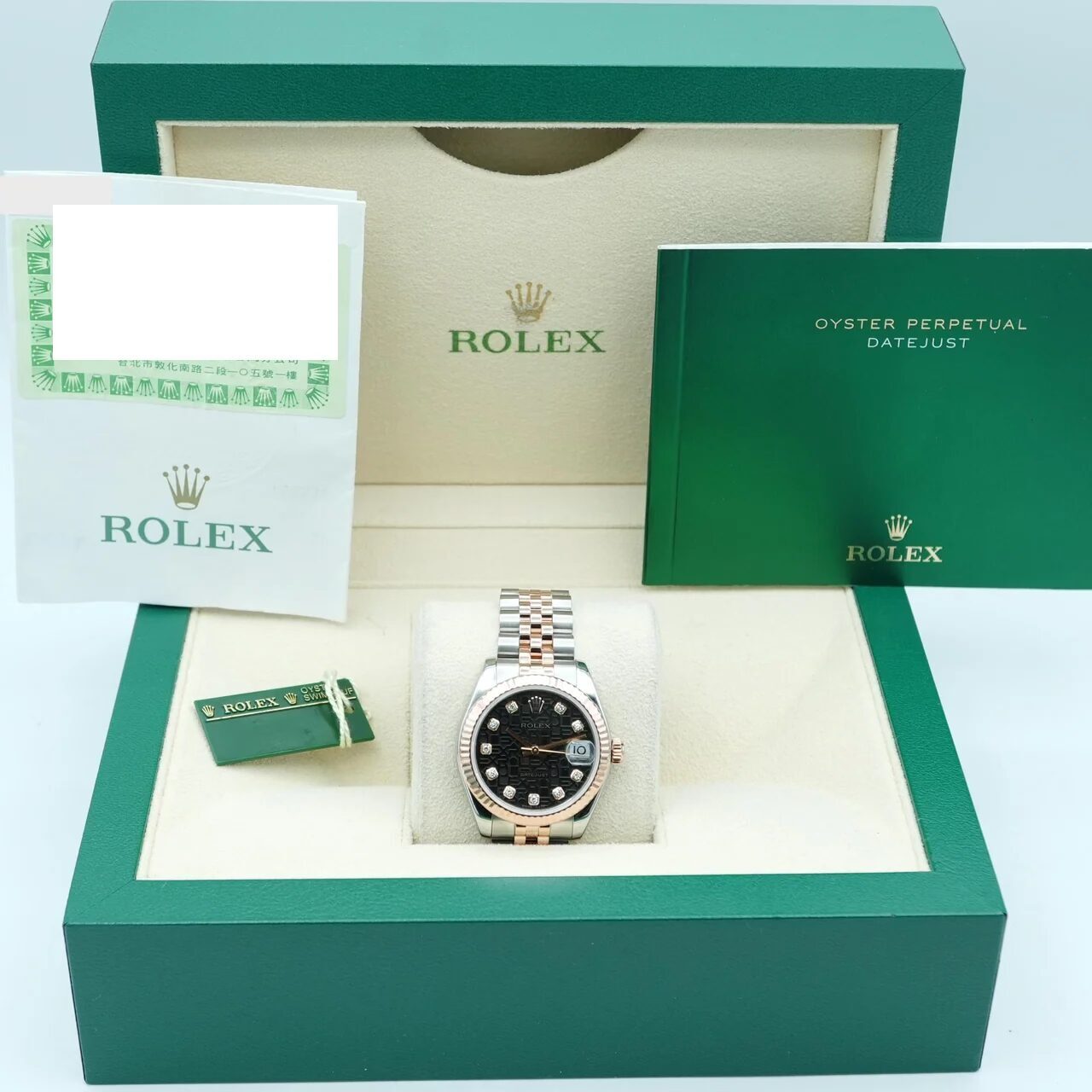 Rolex Datejust 31 Stainless Steel and Rose Gold Black Diamond Dial 178271