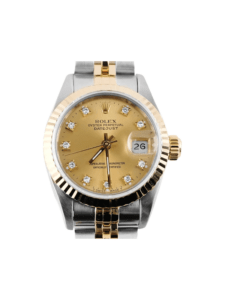 Rolex Lady-Datejust Stainless Steel and Yellow Gold Champagne Diamond Dial 69173